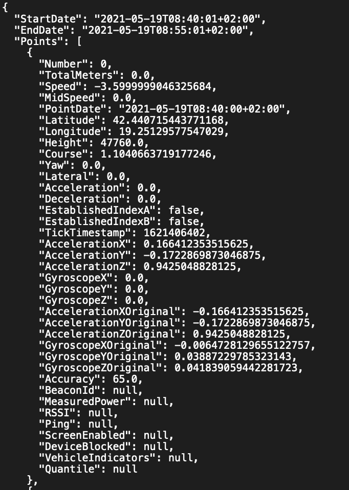 Telematics API call