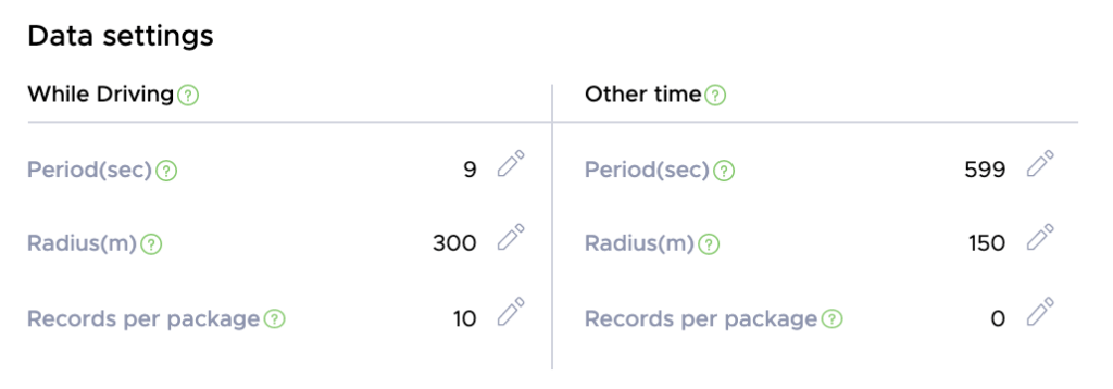 GPS tracker settings