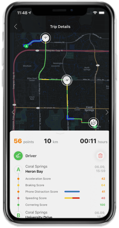 Driver monitoring app